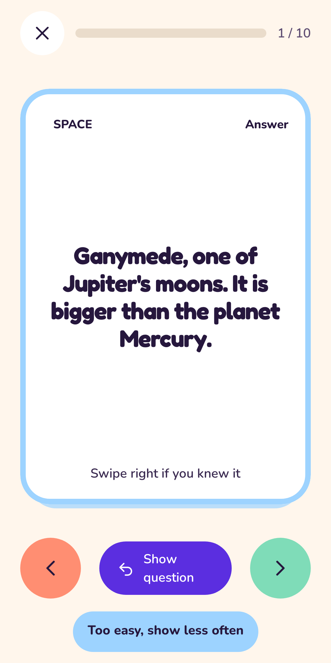 The same flashcard turned over to show the answer